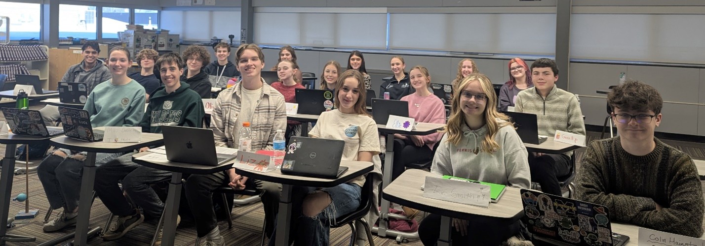 Photo: Northeast Michigan Youth Advisory Council (NEMYAC) members during their Winter 2026 grant review meeting.